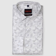 Geometric Triangle Print Full Sleeve Shirt - White and Grey (GP219)