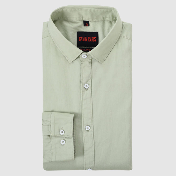 Sage Green Solid Men's Full Sleeve Shirt (GP317)