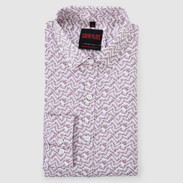 Mauve Maze Print Men's Full Sleeve Shirt (GP294)