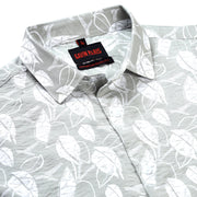 Leaf Print Full Sleeve Shirt - Light Grey (GP228)