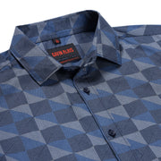 Full-Sleeve Blue Geometric Pattern Shirt (GP205)