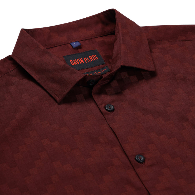 Maroon Checkered Full Sleeve Shirt (GP174)