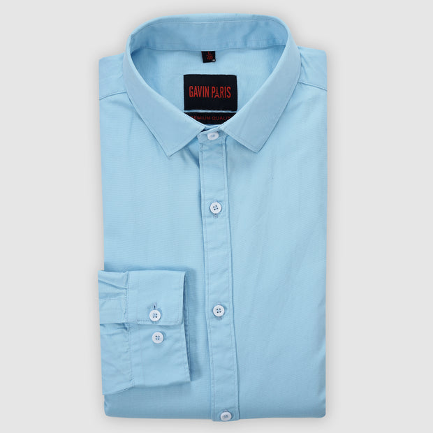 Cool Blue Plain Men's Full Sleeve Shirt (GP314)