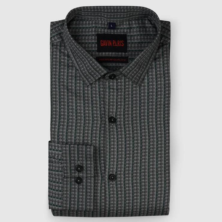 Geometric Stripe Full Sleeve Shirt - Charcoal Grey (GP209)