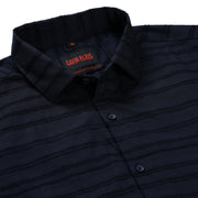 Black Full Sleeve Shirt with Textured Stripes (GP268)