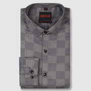 Charcoal Grey Checkered Full Sleeve Shirt (GP253)