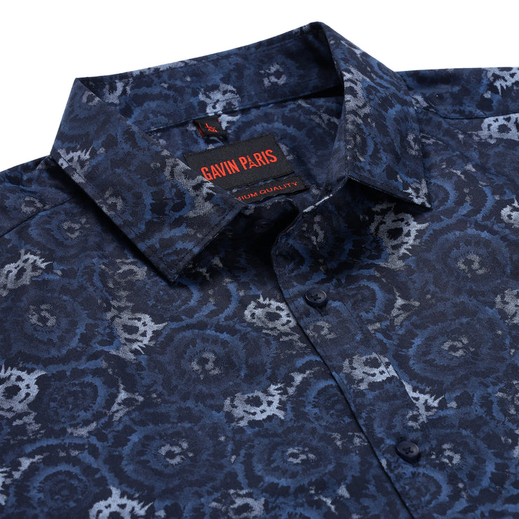 Navy Blue Floral Full Sleeve Shirt (GP189)