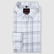 Light Gray and White Large Check Men's Full Sleeve Shirt (GP283)