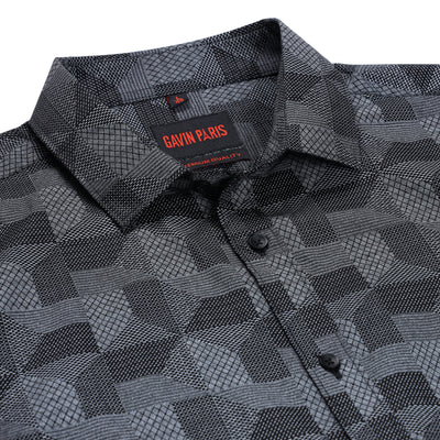 Black and Gray Geometric Full Sleeve Shirt (GP197)