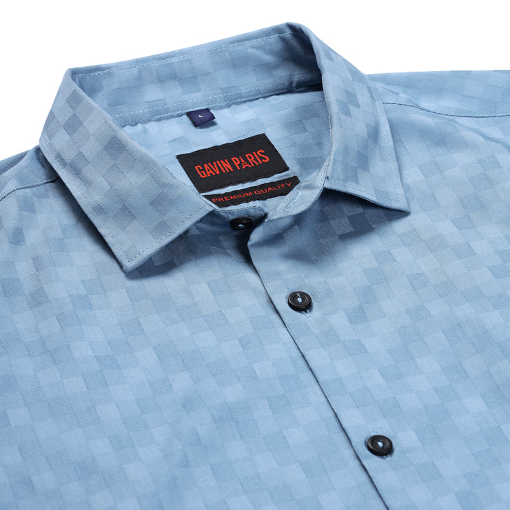 Sky Blue Checkered Full Sleeve Shirt (GP176)