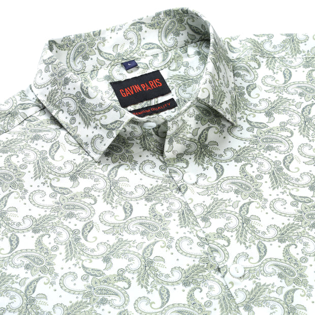 Paisley Print Full Sleeve Shirt - Sage Green (GP206)