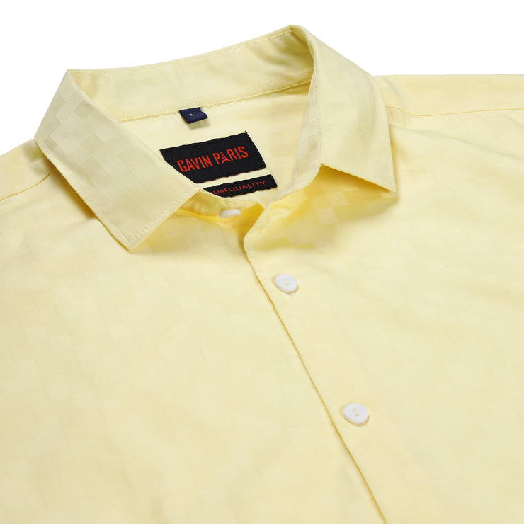 Lemon Yellow Checkered Full Sleeve Shirt (GP177)