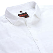 White Full Sleeve Shirt with Textured Stripes (GP267)