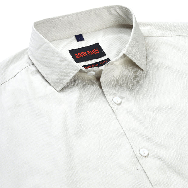 Textured Solid Full Sleeve Shirt - Off-White (GP216)