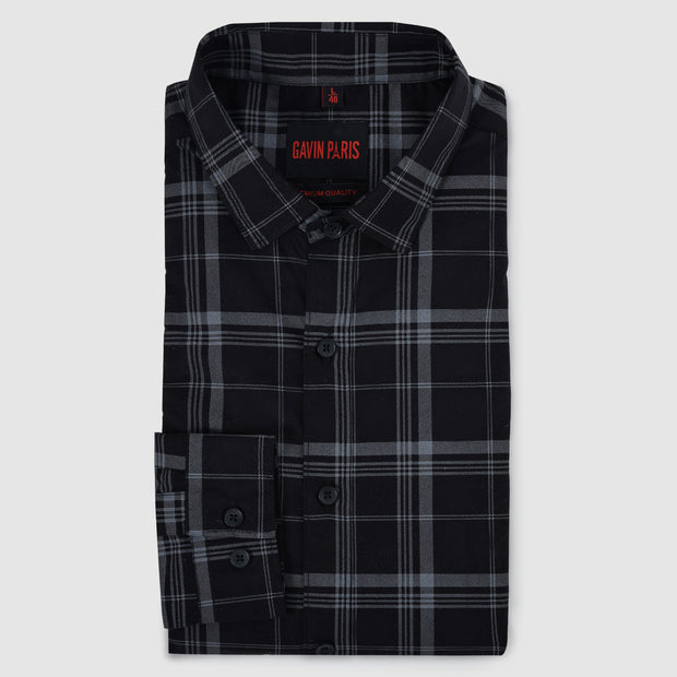 Dark Black Large Check Men's Full Sleeve Shirt (GP282)