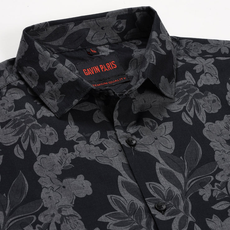 Full Sleeve Shirt - Black Floral Print (GP146)