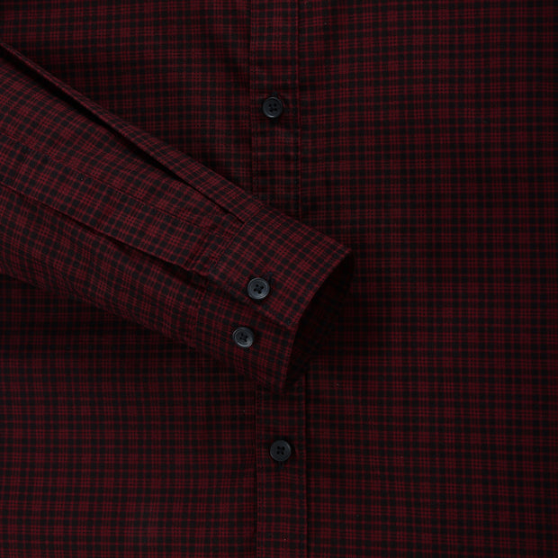 Red and Black Gingham Check Men's Full Sleeve Shirt (GP280)