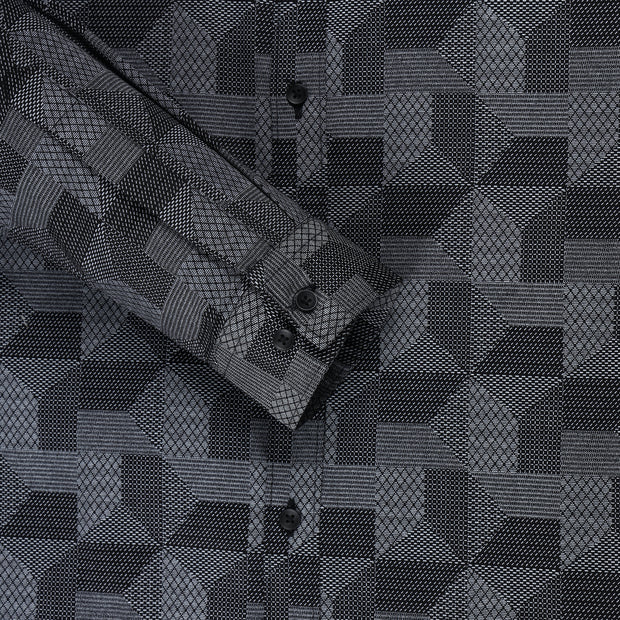 Black and Gray Geometric Full Sleeve Shirt (GP197)