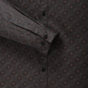 Geometric Print Full Sleeve Shirt - Charcoal and Brown (GP239)