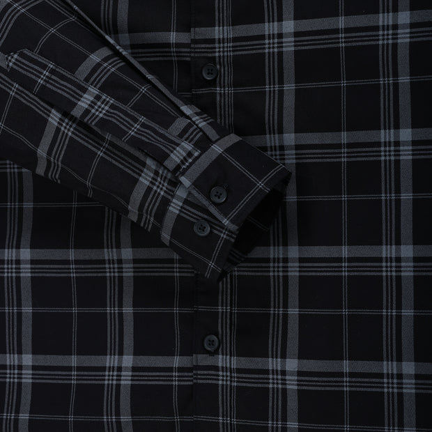 Dark Black Large Check Men's Full Sleeve Shirt (GP282)