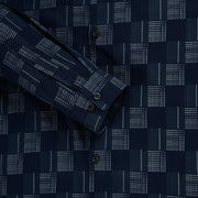 Navy Blue Geometric Check Full Sleeve Shirt (GP255)