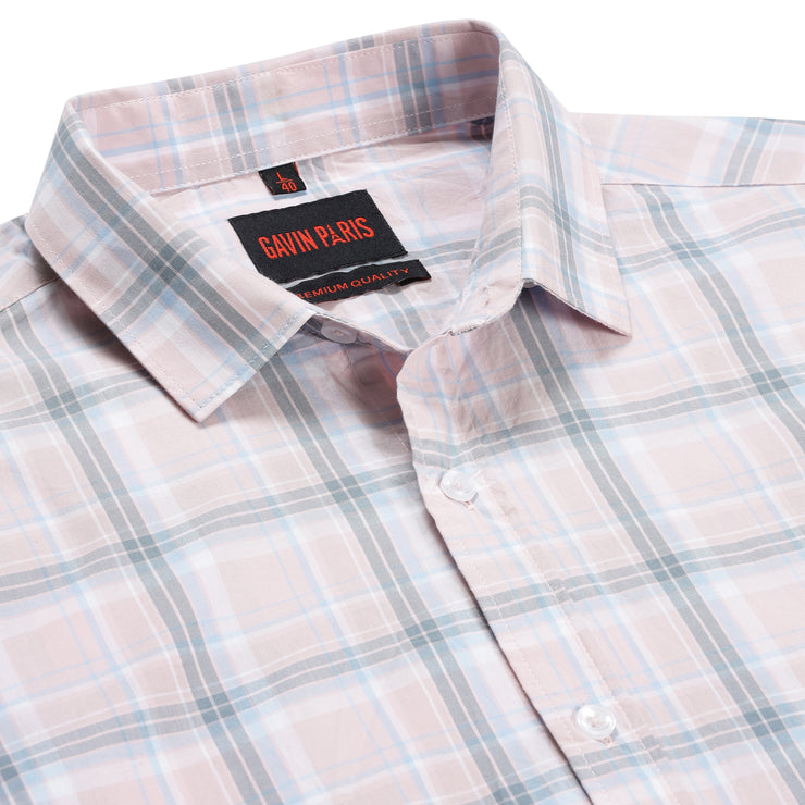 Full Sleeve Shirt - Pink and Grey Plaid (GP167)