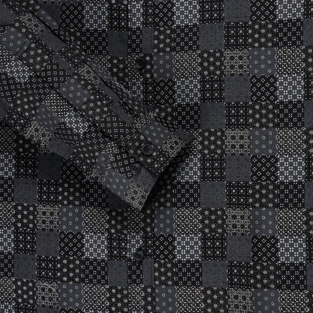 Full-Sleeve Black and Gray Checkered Pattern Shirt(GP202)