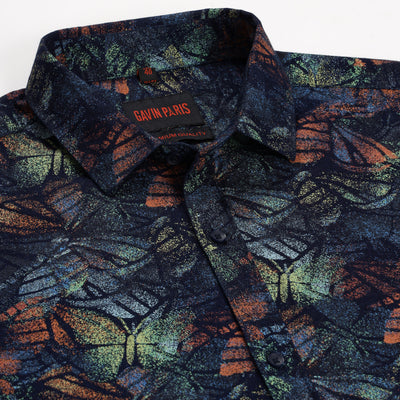 Abstract Multicolor Leaf Print Full Sleeve Shirt (GP140)