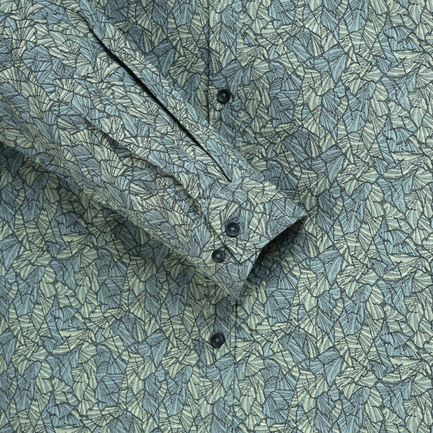 Leaf Print Full Sleeve Shirt - Olive Green (GP222)