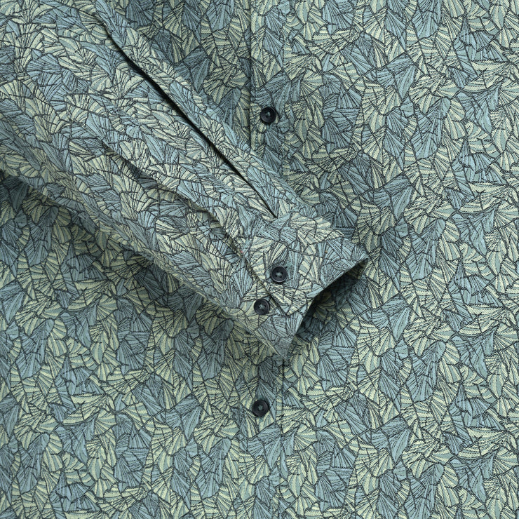 Leaf Print Full Sleeve Shirt - Olive Green (GP222)