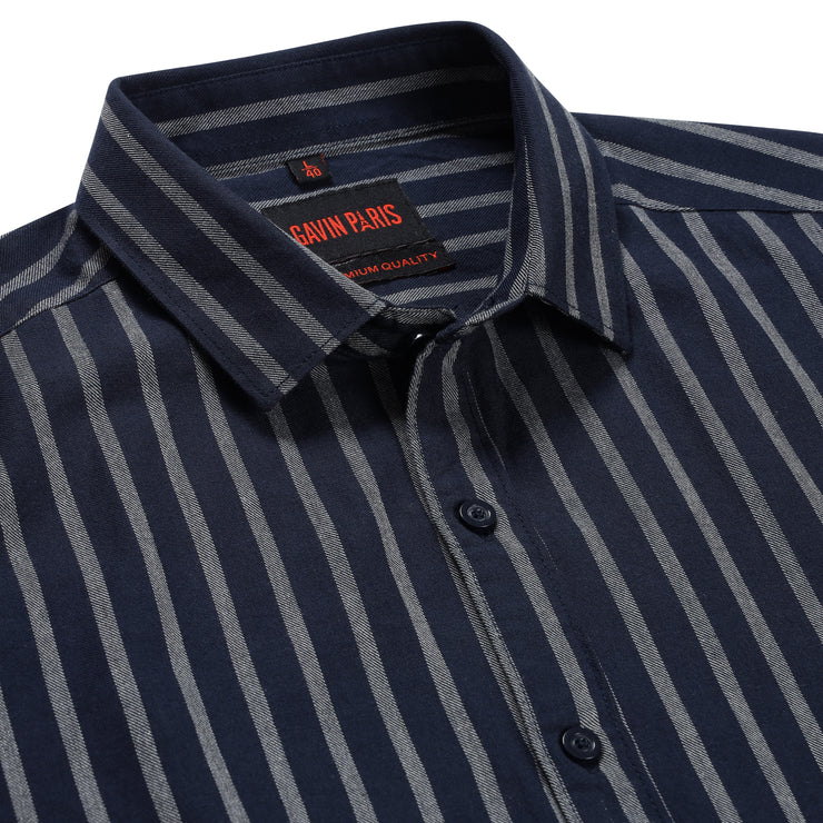 Full Sleeve Shirt - Navy Blue Striped Pattern (GP160)