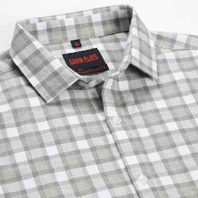 Grey and White Checkered Pattern Full Sleeve Shirt (GP133)