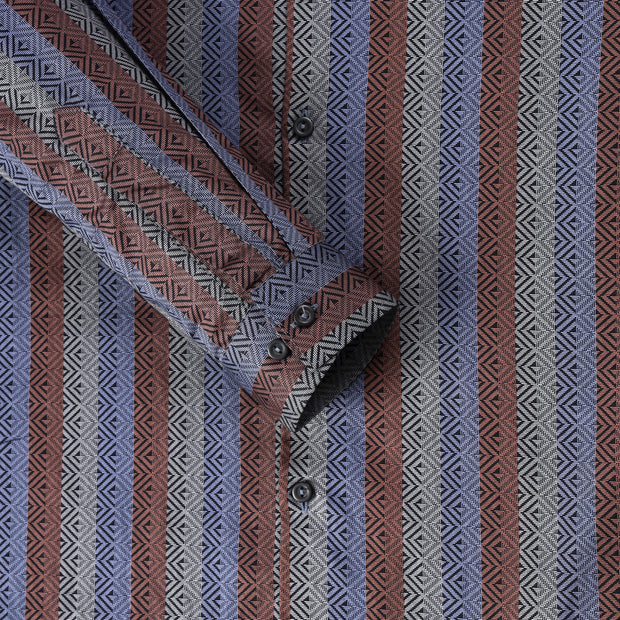 Tribal Stripe Full Sleeve Shirt - Blue and Maroont (GP213)