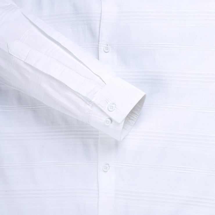 White Full Sleeve Shirt with Textured Stripes (GP267)