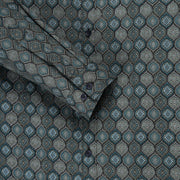 Teal and Black Hexagonal Pattern Full Sleeve Shirt (GP193)