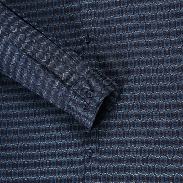 Navy Blue Patterned Full Sleeve Shirt (GP182)