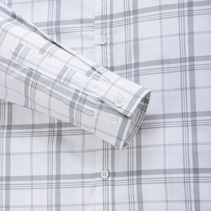 Light Gray and White Large Check Men's Full Sleeve Shirt (GP283)