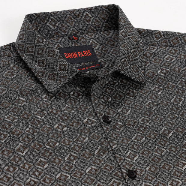 Black and Brown Geometric Pattern Full Sleeve Shirt (GP135)