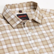 Beige and White Checkered Pattern Full Sleeve Shirt (GP132)