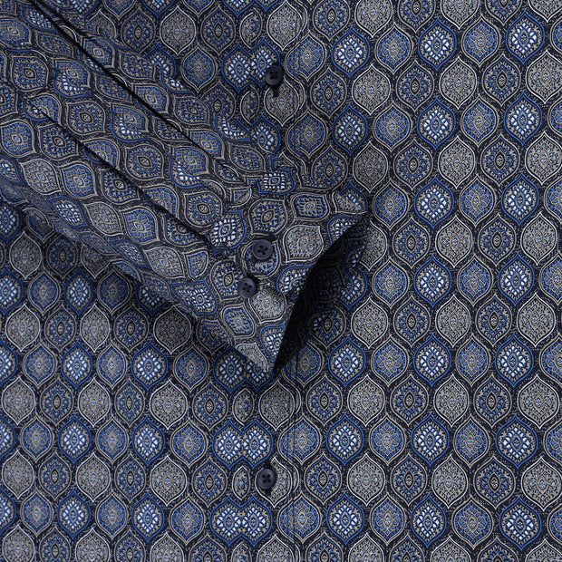 Blue Hexagonal Pattern Full Sleeve Shirt (GP191)