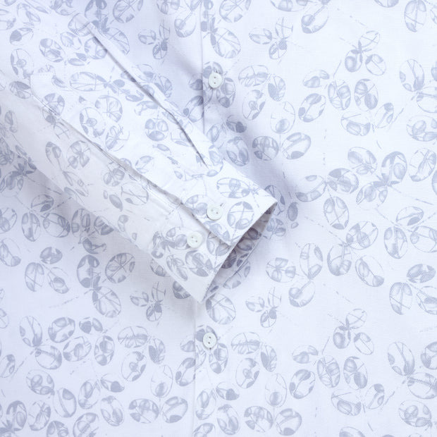 White Full Sleeve Shirt with Subtle Leaf Print (GP265)