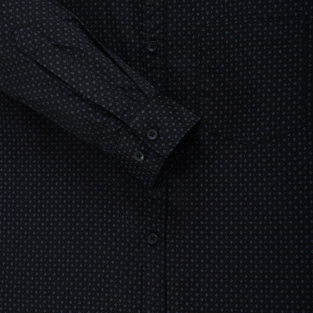 Black Geometric Dot Pattern Men's Full Sleeve Shirt With Pocket (GP303)