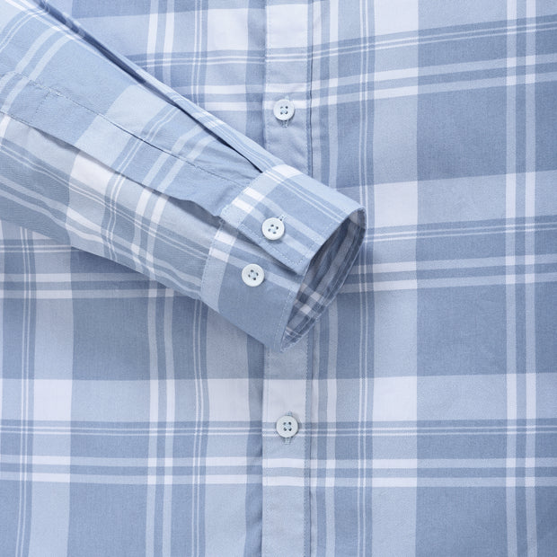 Blue and White Grid Pattern Men's Full Sleeve Shirt (GP286)