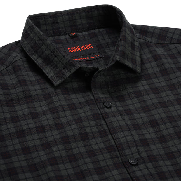 Dark Green and Black Plaid Pattern Full Sleeve Shirt (GP158)