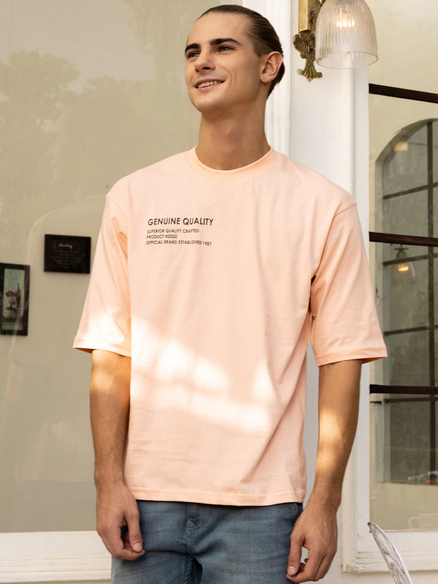 Futuristic Peach Both Side Printed Oversized Tee