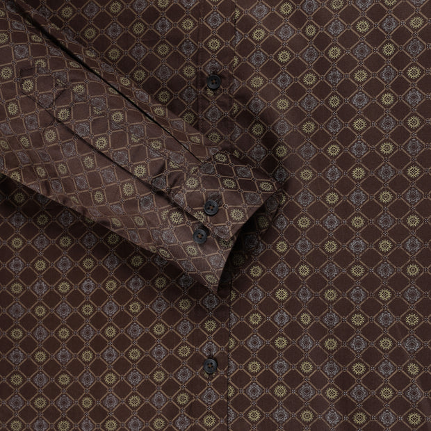 Brown Diamond Pattern Full Sleeve Shirt (GP194)