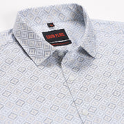 Blue and White Geometric Pattern Full Sleeve Shirt (GP134)