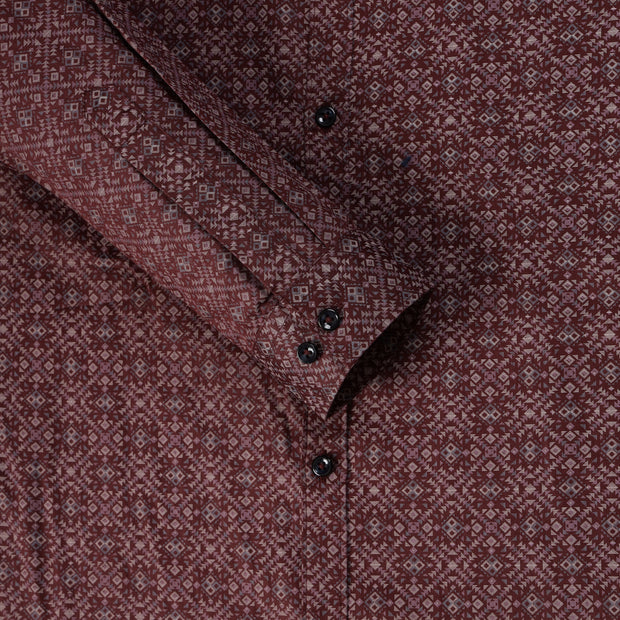 Maroon Geometric Pattern Full Sleeve Shirt (GP250)