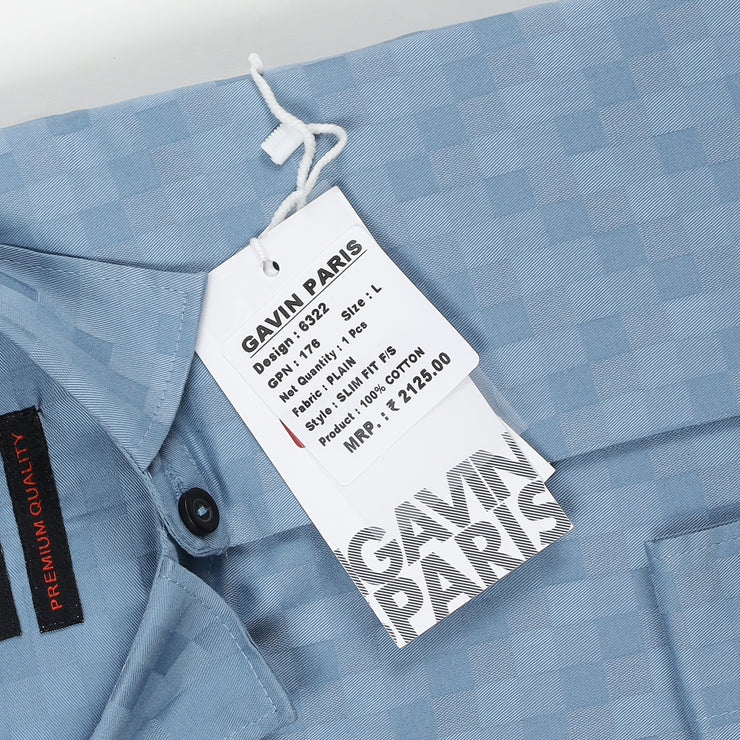 Sky Blue Checkered Full Sleeve Shirt (GP176)