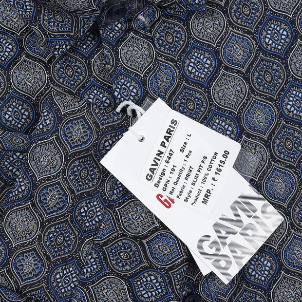 Blue Hexagonal Pattern Full Sleeve Shirt (GP191)